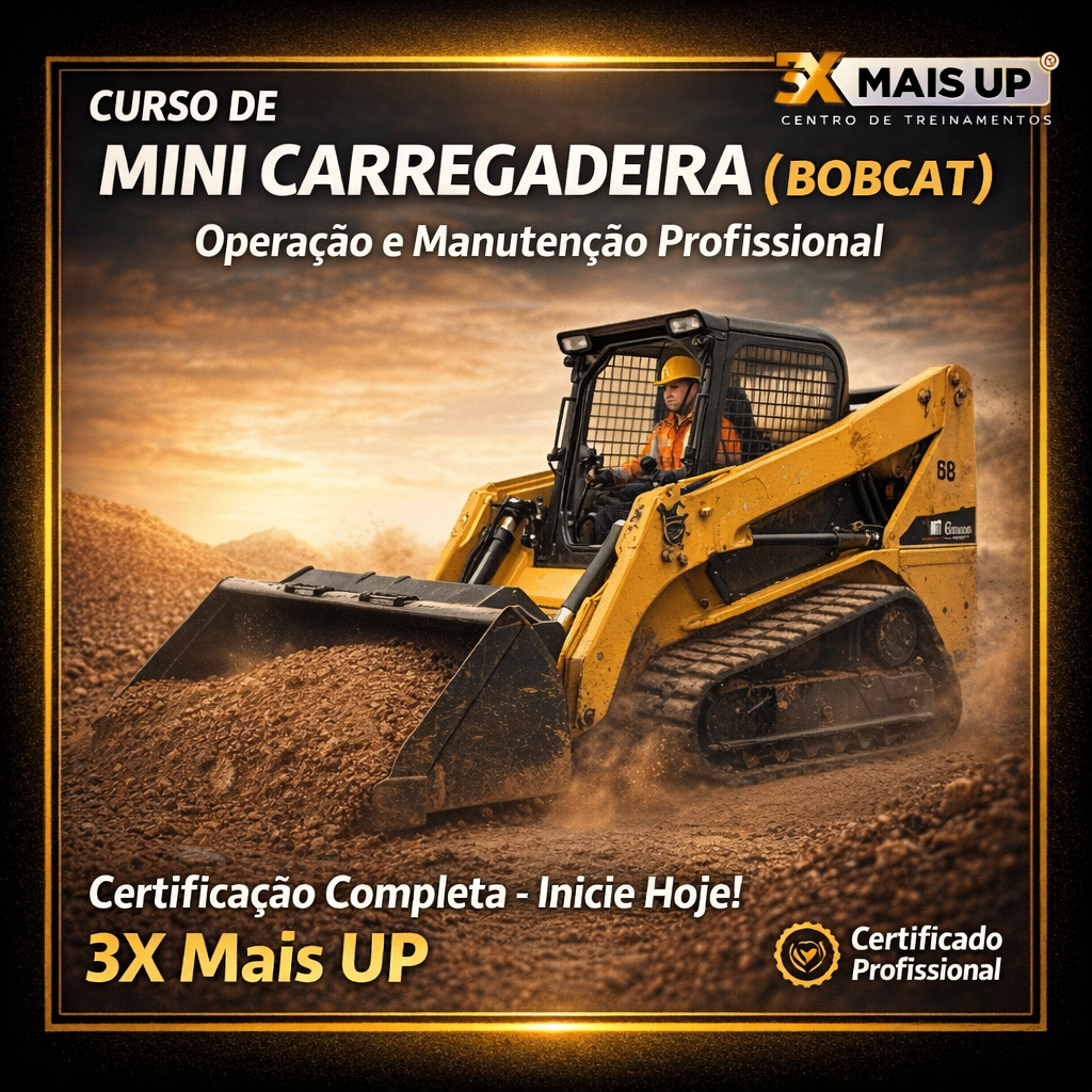 Imagem ilustrativa de mini pá carregadeira (Bobcat) utilizada em cursos de operação de máquinas pesadas
