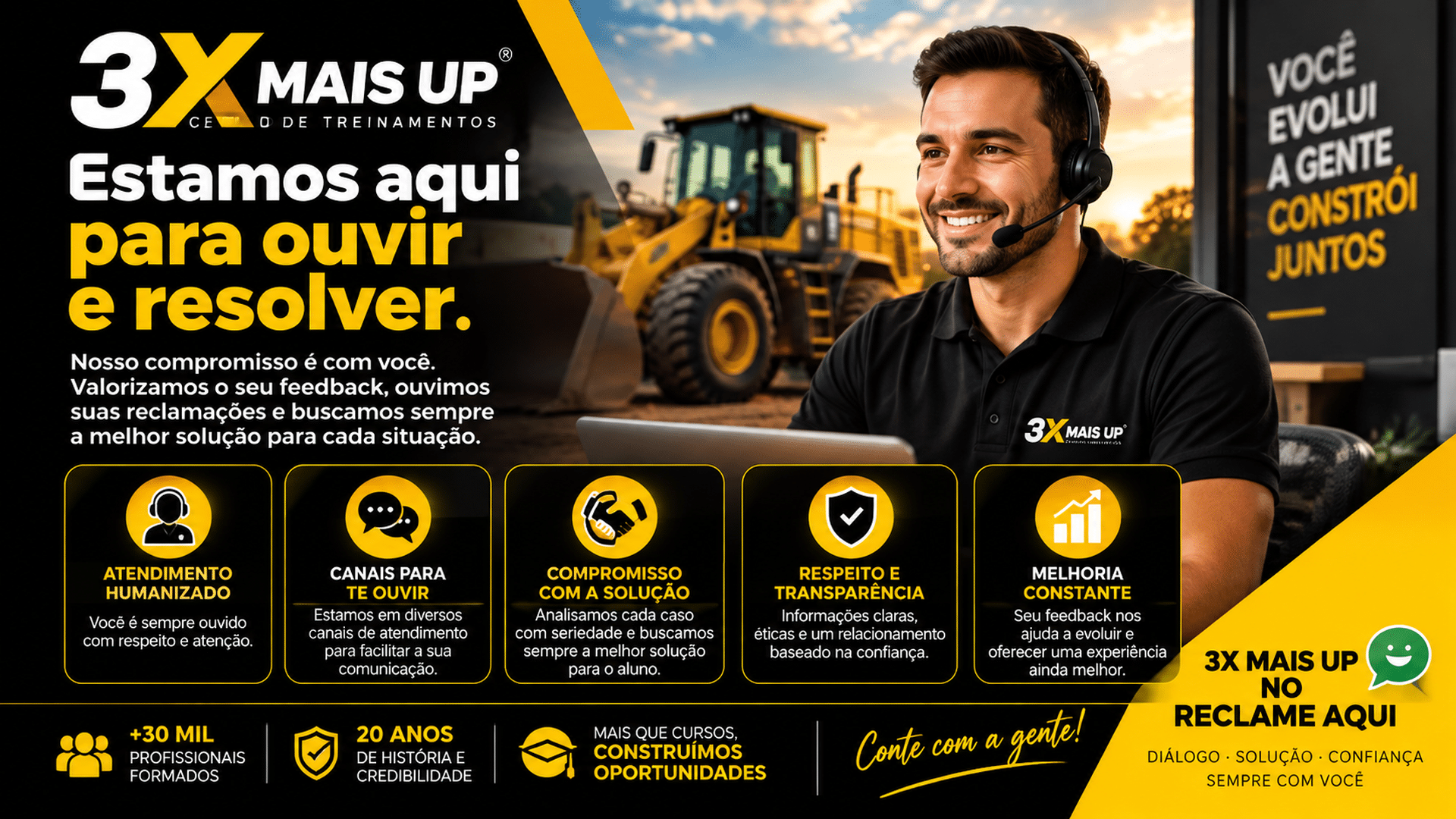 3X MAIS UP Reclame Aqui – atendimento ao aluno, diálogo, transparência e compromisso com a solução